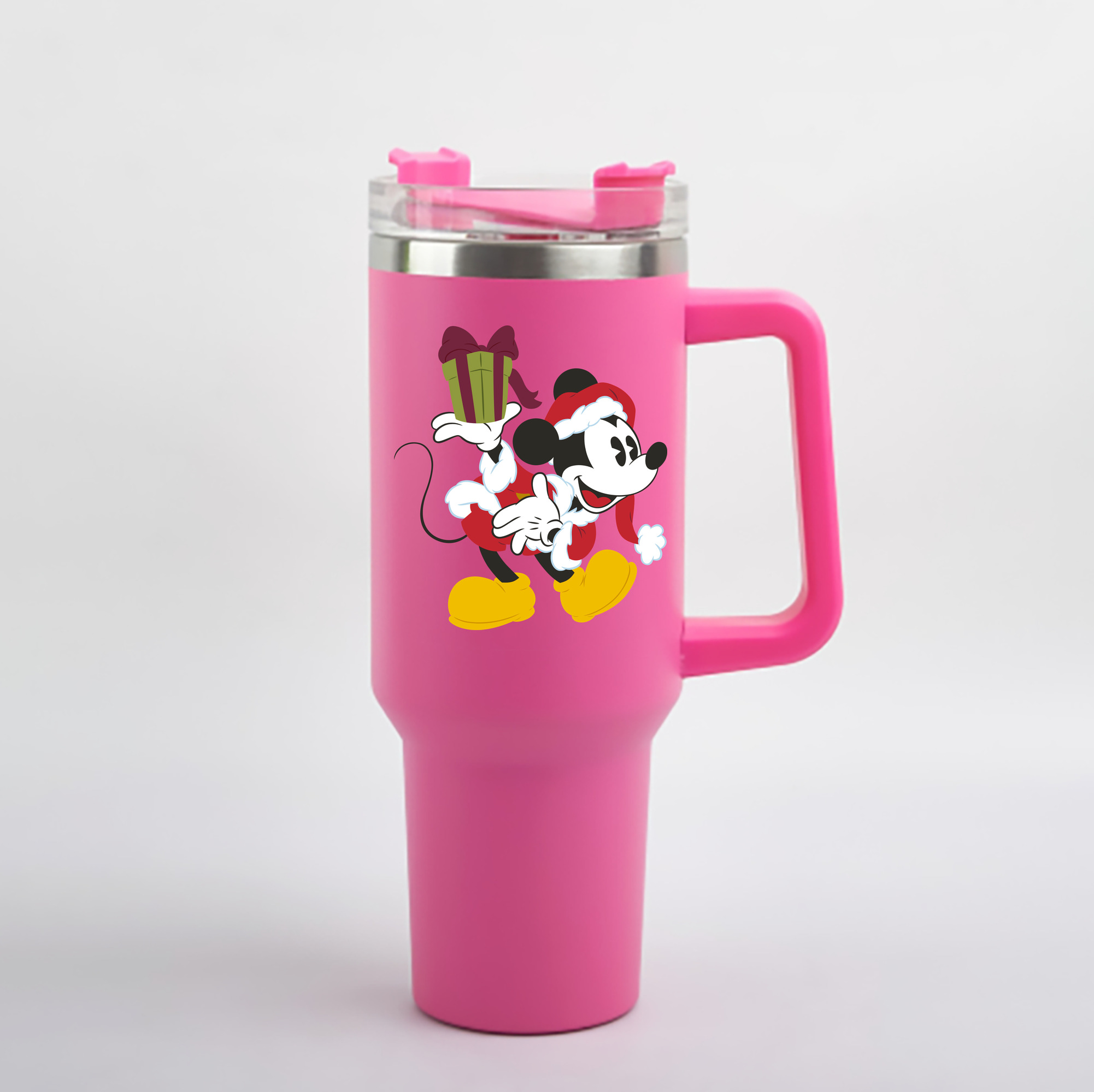 （画像用） ミッキーマウス Mickey Mouse 1200mL車用タンブラー - クリスタルステッカー（プラスチックストロー付き）